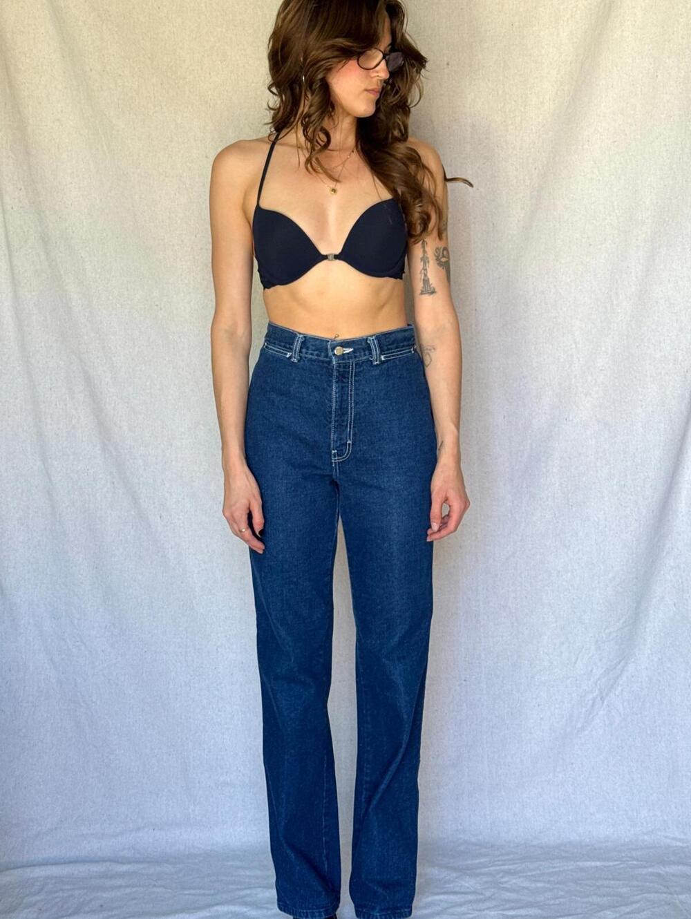 80s Dark Wash High Rise Brittania Jeans - Picture 3 of 16